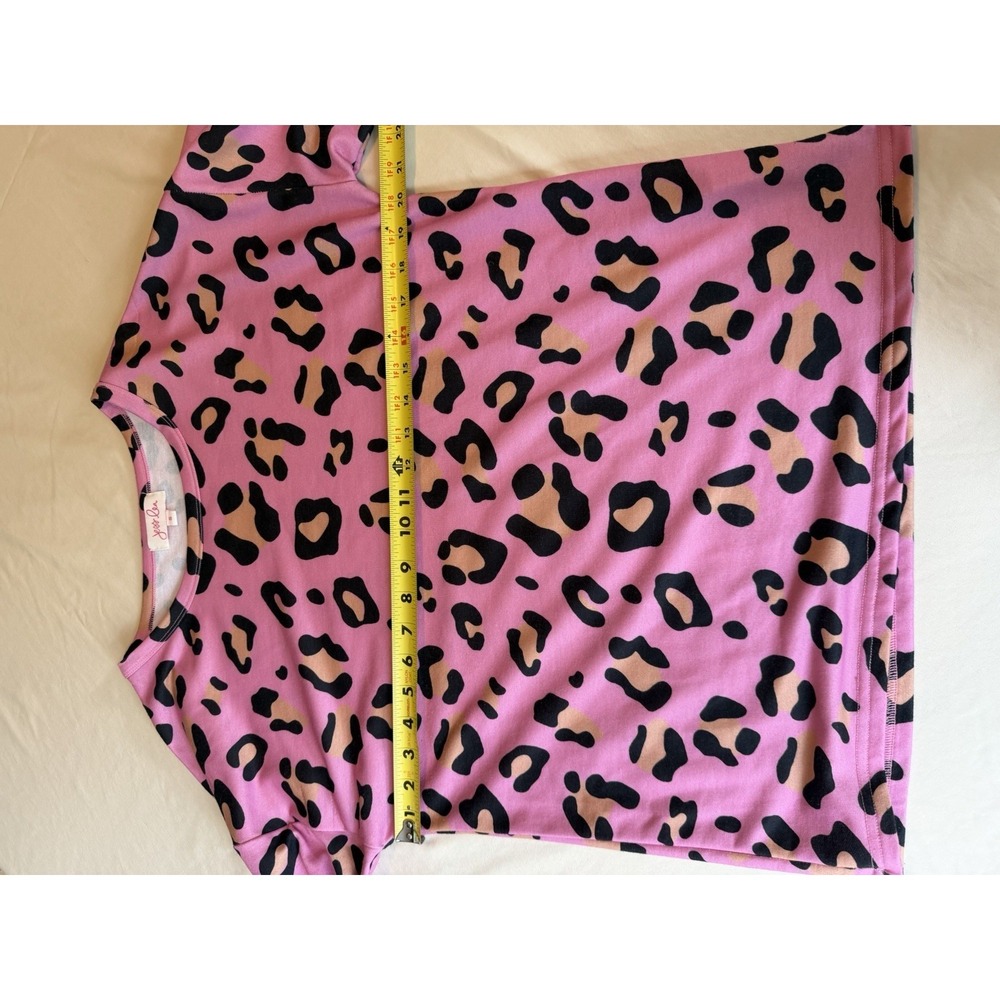 Jess Lea Pink Leopard Print Pullover Sweatshirt Womens Small Barbiecore Top - Picture 5 of 7
